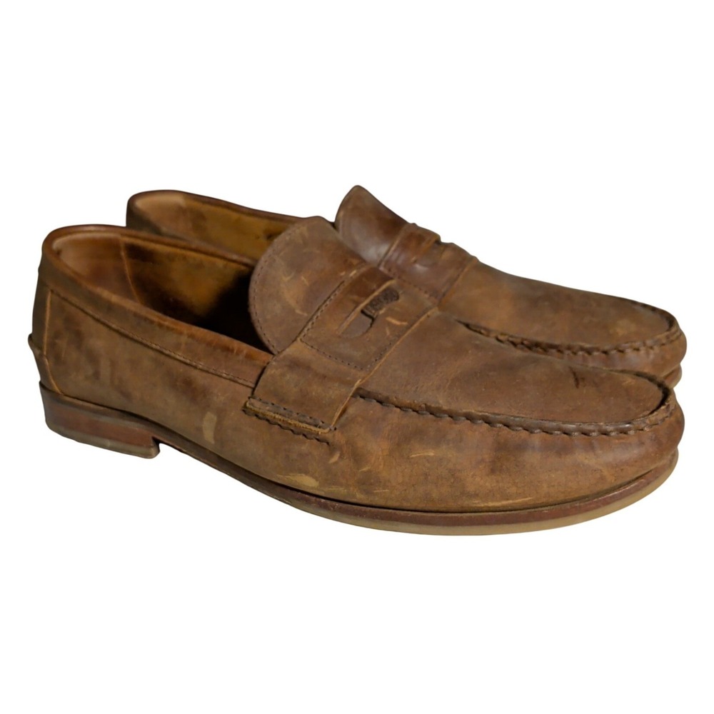 Sebago Penny Loafers Mens Size 12D Brown Leather Slip On Classic Shoes Crest